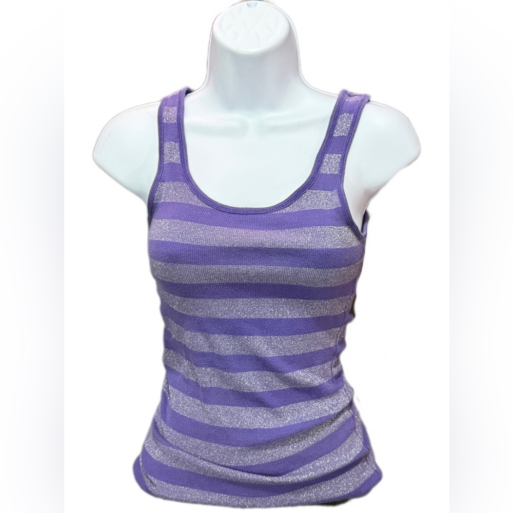 Fitted Purple and Gray Sleeveless Tank Top